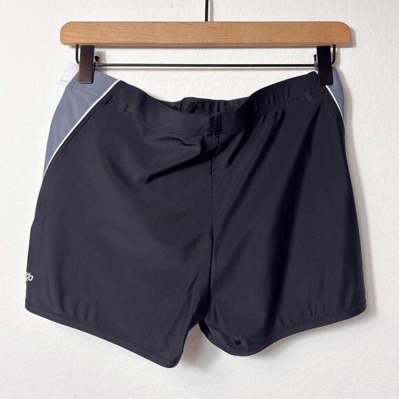 SPEEDO BLACK WHITE GREY SWIMMING STRETCHY WOMEN SHORTS SIZE LARGE - Picture 4 of 5